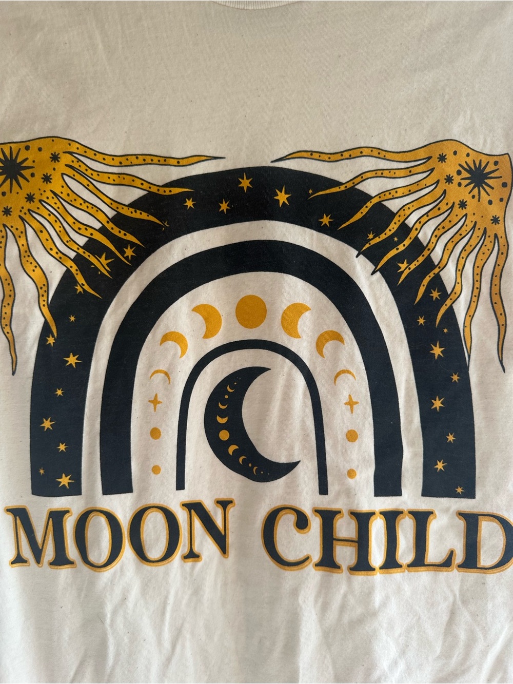 Moon Child Graphic Tee - Cream with Navy & Mustard